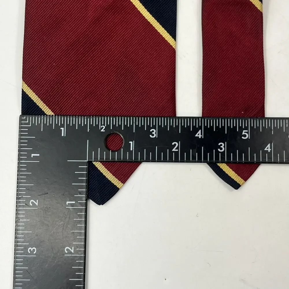 Robert Talbott Mens Necktie Red Navy Gold Repp Stripe 100% Silk Traditional Cut